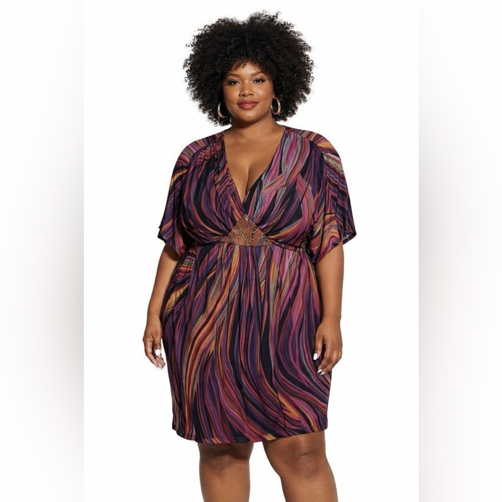 BABY PHAT VINTAGE Jewel V-Neck Plus Size Mini Dress